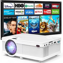미니 프로젝터 7500루멘 휴대용 프로젝터 풀 HD 1080P 지원 TV 스틱 휴대폰 게임 HDMI AV와 호환되는 홈 시어터 프로젝터