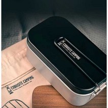 레트로 캠핑 알루미늄 도시락 요리 접이식 보관 세트, 검은색