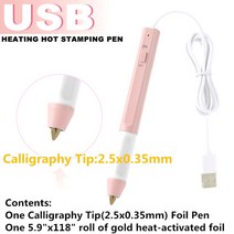 열선커터기 우드락커터기 우드락 열선 재단 0.81.52.52.50.35mm usb 열 호일 펜 서예 팁 종이 가죽 플라스틱 카드에 사용되는 내열성 그립이있는 슬림 핸들, 핑크 2.5x0.35mm