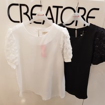 끄레아또레 끄레아또레 소매 장미꽃레이스 블라우스 TK217BB145