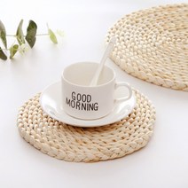 플레이팅 라탄식 컵받침(11cm) 가정용 업소용 도매 추천 IEC00918ME, 제목색상또는랜덤