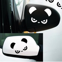 귀여운 팬더눈 사이드미러 튜닝 스티커 자동차용품, 1개, 화이트