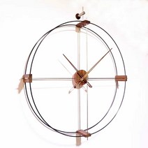 벽걸이시계 거실벽시계 예쁜벽시계 벽시계 인테리어, 월넛 다이얼 + 블랙 핸즈 100CM