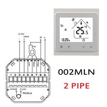 각방온도조절기 Modbus RS485 룸 온도 조절기 0-10V 밸브 2P 4P 팬 코일 유닛 냉각/난방 95-240VAC 24VAC, [01] 002EMLN-White 4P, [01] 24VAC