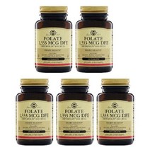 5개 Solgar 솔가 천연 엽산 1 333mcg(800mcg 메타폴린) 100정