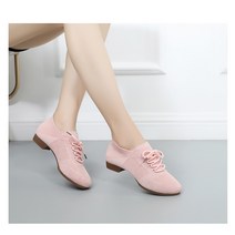 비직포 통풍 로우탑 라틴댄스화 실내외 소프트베이스 재즈댄스 국표 벨리댄스화, 핑크 실외 고무창, 240