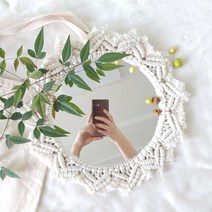 보람창고 마크라메 거울 벽장식 월행잉 현관 벽거울, 거울B