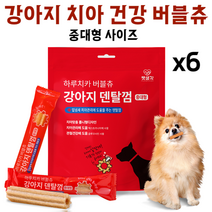펫생각 하루치카 중대형 버블츄 강아지 덴탈 껌 톱니형 치아관리, 6개