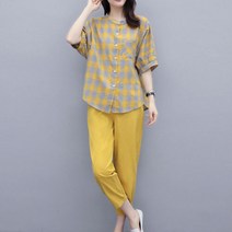 홍공장 빅사이즈 여름 린넨 복고투피스 세트 ~2XL