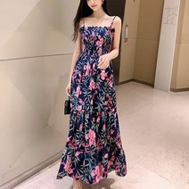 론트 스모크 플라워 롱원피스 - 347