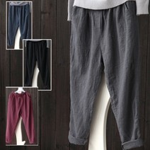 여성 봄 여름 밴딩 캐주얼바지 고무줄 린넨 배기팬츠
