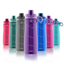 Pogo BPA 프리 트라이탄 플라스틱 물병 처그 뚜껑 포함 510.3ml(18온스) 그레이 655134, 40oz, Purple, Purple