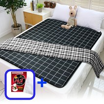 세탁가능 전자파없는 1인용 전기장판 싱글 2인용 전기요 침대용 소형 캠핑용 면혼방 극세사 전기매트, 2.싱글(중형), 09. EMF 북유럽 블랙+사은품