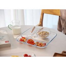 퓨어글라스 나눔접시 칸칸접시 유리식판 대사이즈