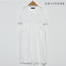 코인코즈 V넥 스트링 퍼프 롱 반팔 원피스 (IY2MO4350)