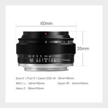 캠코더렌즈 카메라렌즈 TTArtisan-풀 프레임 50mm F2.0 미러리스 카메라 렌즈 Nikon Z Canon Fuji X Olypu, 06 Canon EF-M_01 Black