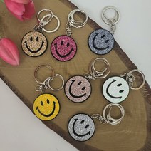 아크릴 스마일 키링 키홀더 열쇠고리 가방키링, 체리핑크