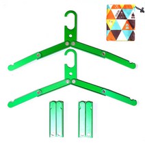 캠핑 옷걸이 휴대용 접이식 행거 파우치 포함 인디언 행어 캠핑용 여행용 옷걸이 빨래 소품, 그린4개+파우치