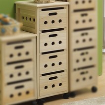 해피데이 컨트리 4단 원목 야채서랍장 수납장, 원색