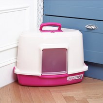 펫토리아 스마트 코너 후드형 고양이 LB-03 하우스형 화장실, 핑크, 55 x 43cm