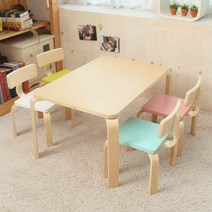 일루일루 프로스 어린이 책상세트 스퀘어형 테이블1 의자2, 민트 핑크