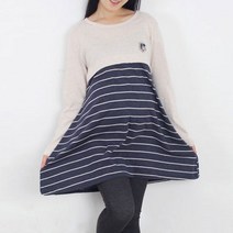 마더라이크 F.긴팔JS후리아수유티- 빅사이즈 수유복 원피스 임부복