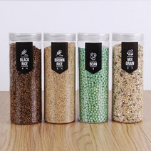 데이즈키친 베이직 투명 잡곡통 4P 세트, 사각세트(잡곡스티커)