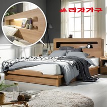 라자가구 크림슨LED 평상형침대세트 슈퍼싱글SS(컴포트퓨어 독립매트), 초코브라운