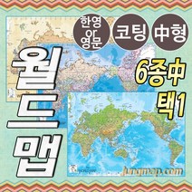 (정맵) 최신제작 세계지도 6종택1 중형150x110cm 코팅형-족자형-롤스크린형 선택가능 행정-지세-앤틱-한영판-영문판, 1 150x110스카이행정-한영-코팅형