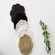 베이지계열 핸드메이드 뜨개도일리 티코스터 10cm, 아이보리