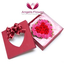 엔젤스플라워 꽃배달서비스 마음을 전하는 꽃바구니 생화 꽃상자 케이크, F08_러브하트 일반형 프리미엄 꽃상자, 1개