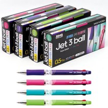 자바 제트3볼0.5 12개입(갑) 저점도3색 유성볼펜, 연두, 12개입