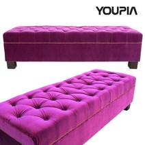 유피아 3인용 고급벨벳 베드벤치 스툴, 118-연보라