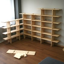 JWK 토파즈 브라운 일파만파 원목 북선반 책장 거실장 유닛, 무도장소나무1200선반다리높이30.5cm1단
