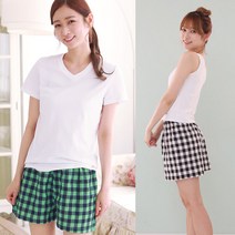 핑코코 304 깅엄체크 3부바지/홈웨어/파자마/잠옷/반바지