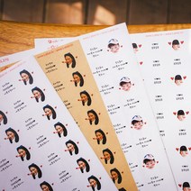 후아미 사진+메세지 레모나 스티커 흰색 아트 광택지 포토스티커, 네모