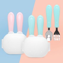 플렉사 토끼스푼포크 2세트 / 아기수저포크케이스세트, 01_플렉사 토끼 스푼포크세트(핑크-2개), 1개