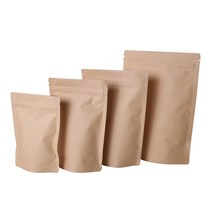 크라프트 종이 지퍼스탠드 봉투 13x20+3.5cm 100장 /커피봉투/원두커피봉투/원두포장봉투/견과류포장/곡물포장봉투/종이봉투, 1개