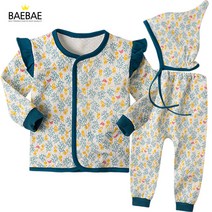 BAEBAE 유아 아기 실내복 내의 내복 겨울 상하의세트 프릴트리보온내의(그린)
