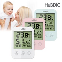 휴비딕 디지털 벽걸이 스탠드형 시계 온습도계 HT-3, 1개, 핑크