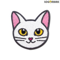 로고마크 터키쉬앙고라(얼굴고양이) 자수와펜 자수브로치