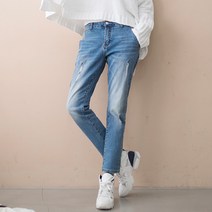 준돌 여성용 청바지 스판 워싱 헤짐 배기 진