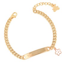 14k/18k 할로우 왕관플라워 커브 미아방지 팔찌