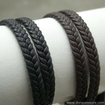 동서스토어 인도산 소가죽끈 7mm(90cm)두줄 땋은끈 가죽팔찌재료 추천, 브라운, 1개