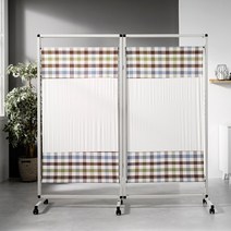 하우스데이 이동식파티션 2단 750W-브라운선염체크