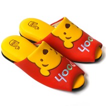 토탈하우스 푸우 꿀단지 슬리퍼 Pooh 레자 거실화 푸우슬리퍼, 옐로우레드-푸우-꿀단지-슬리퍼