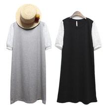 해피통통 레이스슬리브원피스-2colors