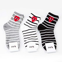 양말수다 D20068 여자 심쿵하트 줄무늬 중목양말