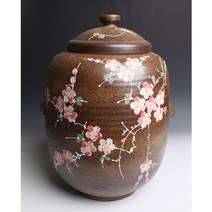 안녕도자기 10kg들이 쌀항아리 재유 매화 +쌀바가지