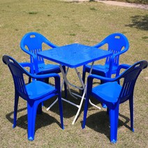 이리빙몰 플라스틱 테이블 의자 세트 (C형), 사각 C형 블루 세트